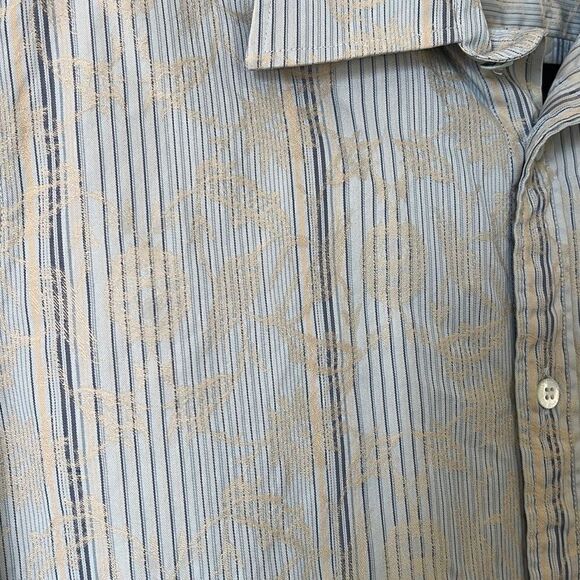 Ted Baker Lanoon Men's Stripes Embossed Pattern Button-Down Shirt Gray Medium - Picture 4 of 9